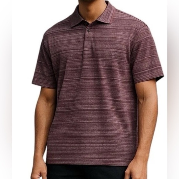01.Algo Stitch Fix Mens Polo Shirt Size 2XL Maroon Striped Short Sleeve Classic - Picture 1 of 7